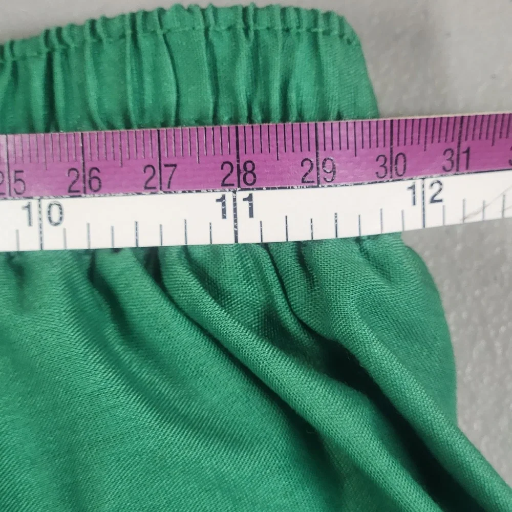 Vintage Circle Skirt Womens Size M Kelly Green Lace Trim Full Elastic Waist